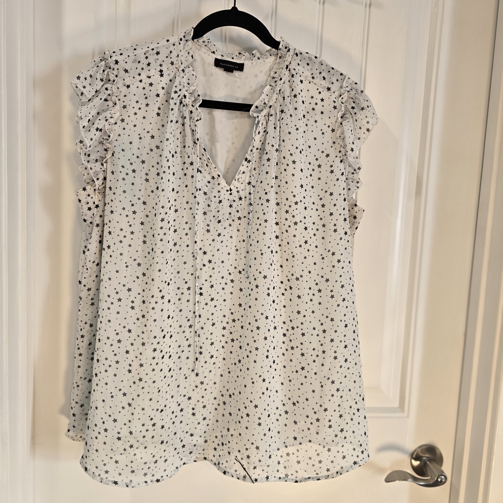 Star Print, Cap-sleeve Blouse